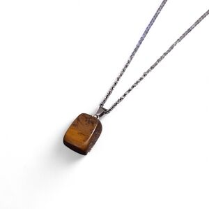 women's 18" tigers eye stone pendant necklace custom NWT